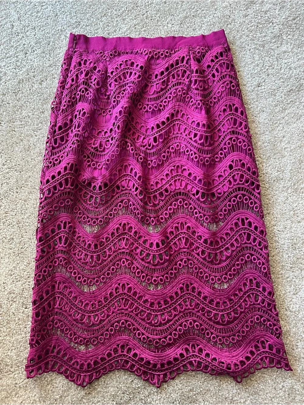 Y2k Laundry by Shelli Segal Fuchsia Crochet Lace Midi Skirt